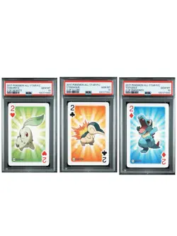 2017 POKEMON ALL STAR PLAYING CARDS CHIKORITA CYNDAQUIL TOTODILE PSA10 set - Image 1