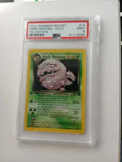 Pokemon Cards: Team Rocket 1st Edition Rare Holo: Dark Weezing 14/82 PSA 9 - Image 1