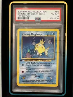 Pokemon Shining Magikarp Neo Revelation 1st Edition Secret Rare Holo #66 PSA 8 - Image 1