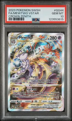 2023 POKEMON SWORD & SHIELD CROWN ZENITH #GG44 FULL ART/MEWTWO VSTAR PSA 10 - Image 1