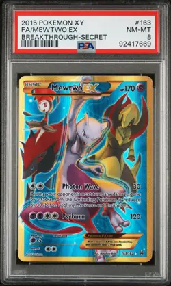 Pokemon X & Y Breakthrough Card #163 Mewtwo Ex PSA 8 - Image 1
