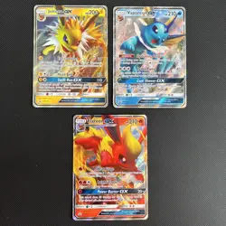 Pokemon TCG Flareon Vaporeon Jolteon GX SM171 SM172 SM173 Black Star Promo Cards - Image 1