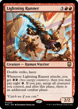 MTG Magic 1x Lightning Runner RIPPLE FOIL (M/NM) Commander Modern Horizon 3 - Image 1