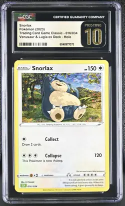 CGC PRISTINE 10!!! Snorlax 016/034 Pokemon TCG Classic Holo - Image 1