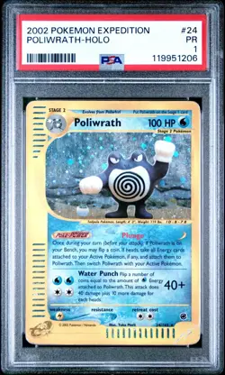 PSA 1 2002 Expedition Poliwrath Holo Foil 24/165 WOTC E-Reader Series Pokemon - Image 1