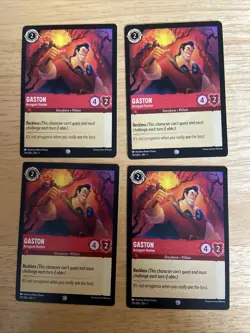 4 Card Lot Disney Lorcana Chapter 1 Gaston 110/204 - Image 1