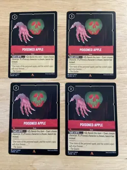 4 Card Lot Disney Lorcana Chapter 1 Rare Poisoned Apple 134/204 - Image 1