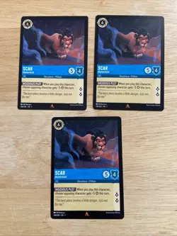 3 Card Lot Disney Lorcana Chapter 1 Rare Scar 158/204 - Image 1