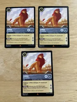 3 Card Lot Disney Lorcana Chapter 1 Rare Simba 189/204 - Image 1