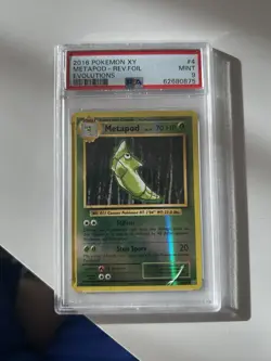 Pokemon TCG Metapod Evolutions 4/108 Reverse Holo Uncommon Card PSA 9 - Image 1