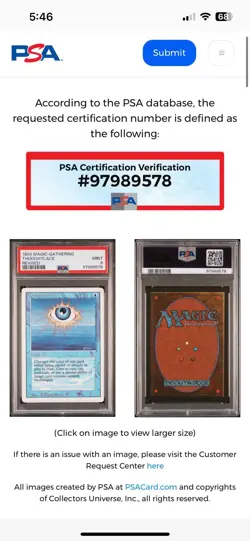 THOUGHTLACE Revised Edition 1994 Magic The Gathering (MTG) PSA 9 MINT 🔥Rare🔥 - Image 3