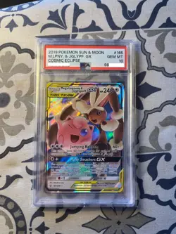 POKEMON SUN & MOON COSMIC ECLIPSE 2019 #165 MEGA LOPUNNY & JIGGLYPUFF GX PSA 10 - Image 1