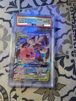 POKEMON SUN & MOON COSMIC ECLIPSE 2019 #165 MEGA LOPUNNY & JIGGLYPUFF GX PSA 10 - Image 2
