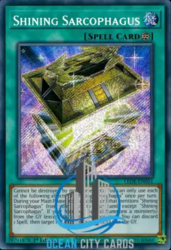 Yugioh Shining Sarcophagus LEDE-EN051 Secret Rare 1st Edition - Image 1