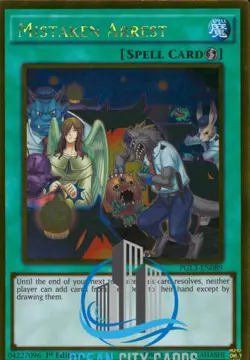 Yugioh Mistaken Arrest PGL3-EN089 Gold Rare 1st Edition - Image 1