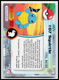 Squirtle #07 Blue Logo Topps Holo Foil Pokemon TV Animation Card - Image 2