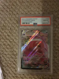 Pokemon Gengar VMAX 157 Single Card Fusion Strike PSA 10 Gem Mint - Image 1