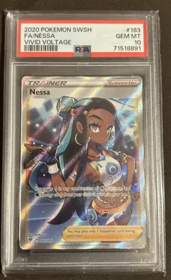 2020 POKEMON SWORD & SHIELD VIVID VOLTAGE #183 FULL ART/NESSA PSA 10 - Image 1