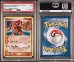 2006 Pokemon EX Legend Maker Regirock Gold Star 91/92 Holo PSA 5 - Image 1