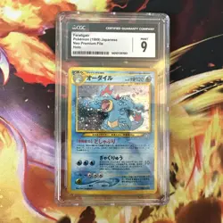 CGC MINT 9 Feraligatr Japanese Neo Premium File 160 Holo Pokemon Card *swirl* - Image 1