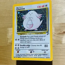 Vintage 2000 Chansey 3/130 Base 2 Holo Rare SWIRL LP English Pokemon WOTC Card - Image 1