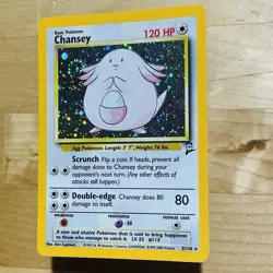 Vintage 2000 Chansey 3/130 Base 2 Holo Rare SWIRL LP English Pokemon WOTC Card - Image 2