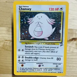 Vintage 2000 Chansey 3/130 Base 2 Holo Rare SWIRL LP English Pokemon WOTC Card - Image 3