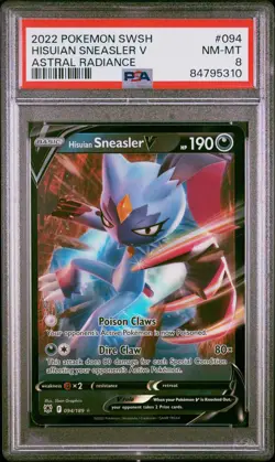 2022 Pokemon Astral Radiance HISUIAN SNEASLER V #094 PSA 8 - Image 1