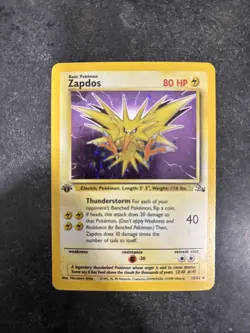 Zapdos 1st Edition Fossil Holo Rare MP Pokemon WOTC 1999 - Image 1