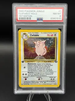 1999 Pokemon Jungle 1st Edition Clefable Holo #1 PSA 8 - Image 1