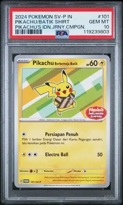 2024 Pokemon Indonesian PIKACHU - SV-P PROMO #101 - Batik Shirt PSA 10 (2) - Image 1