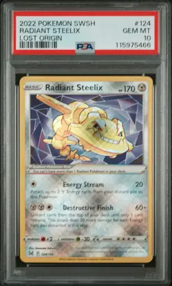 2022 Pokemon Sword & Shield Lost Origin Radiant Steelix #124 Lost Origin PSA 10 - Image 1