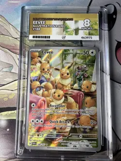 ACE 8 Pokemon Eevee 188/167 Twilight Masquerade Holo Illustration Matching Label - Image 1