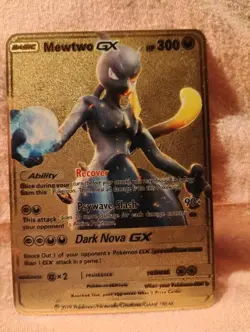 Pokemon Tcg Card Mewtwo GX Full Art 300HP Gold Foil Fan Art Pk2 - Image 1