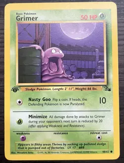 1st Edition Grimer 48/62 Pokemon TCG WOTC Base Set Fossil MINT - Image 1