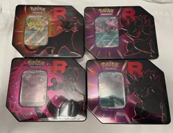 Pokemon TCG Team Rocket Tin Lot of 4 Tins 20 Total Booster Packs New Sealed - Image 1