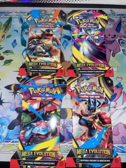 Pokemon TCG (4) Mega Evolutions Sleeved Booster Packs - Full Art Set - Image 1