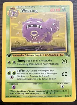 1st Edition Weezing 45/62 Pokemon TCG WOTC Base Set Fossil LP - Image 1