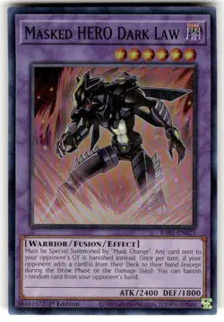Yugioh!- Masked HERO Dark Law - RA01-EN025 - Super Rare - 25'th Anniv. - NM - Image 1