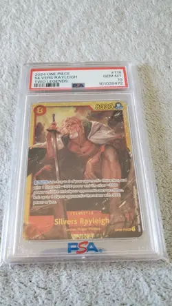 English PSA 10 2024 ONE PIECE Card SILVERS RAYLEIGH OP08-118 SEC Two Legends - Image 4