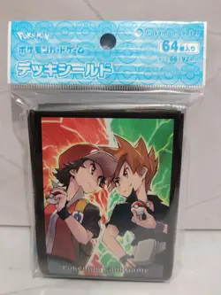 Japanese Pokemon Center Ash Red & Green Card Deck Sleeves 64 count NEW Sealed - Image 1