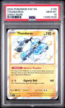 PSA 10 Thundurus 139/091 Shiny Rare Paldean Fates PAF Pokemon Card - Image 1