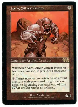 1x KARN, SILVER GOLEM [USG - URZA'S SAGA] - MTG RESERVE LIST CARD [POOR] - Image 1