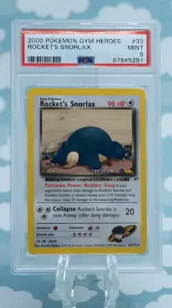 2000 Pokemon Gym Heroes Rocket's Snorlax #33/132 Graded PSA 9 - Image 1