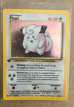 Pokemon Card -Piepi 5/102 Holo (German Clefairy) 1st Edition Base Set - Image 1