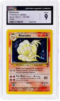 CGC 9 MINT Ninetales 2000 Base Set 2 13/130 Holo Pokemon Card - Image 1