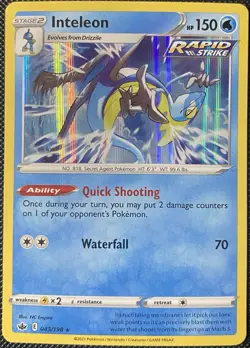 Inteleon 043/198 Swsh06: Sword & Shield - Chilling Reign Holo - Pokemon Card - Image 1