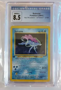 Pokemon Suicune from Neo Revelation 1st Edition #27 in a CGC 8.5 - Image 1