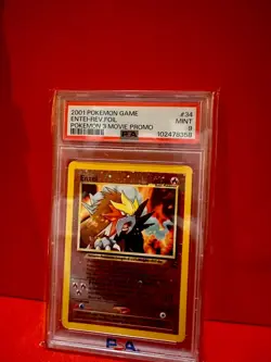 2001 Pokemon Entei Rev. Foil 34 3rd Movie Black Star Promo PSA 9 MINT -95 - Image 1