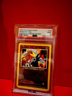 2001 Pokemon Entei Rev. Foil 34 3rd Movie Black Star Promo PSA 9 MINT -95 - Image 2